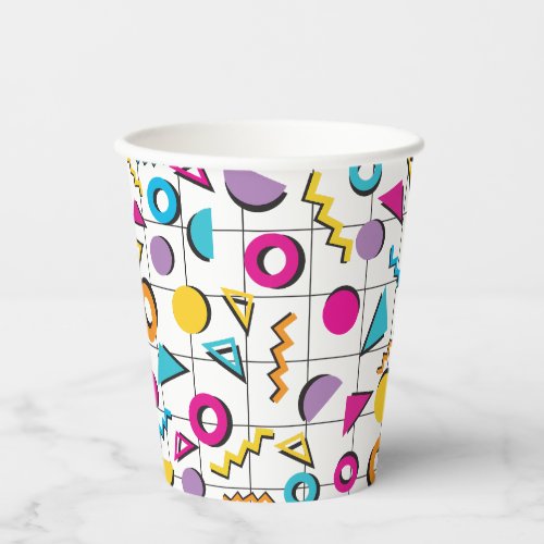 Colorful Eighties 80s Retro Geometric Pattern   Paper Cups