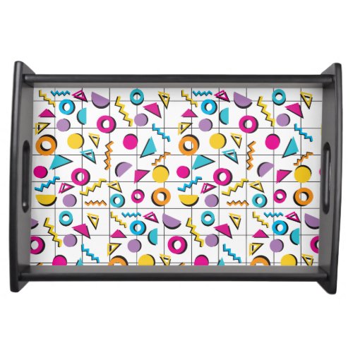 Colorful Eighties 80s Retro Geometric Pattern  Serving Tray
