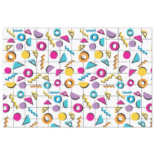 Colorful Eighties 80s Retro Geometric Pattern  Tissue Paper