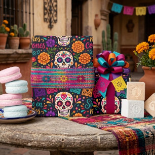 Colorful El Día de los Muertos Dancing Catrinas Wrapping Paper