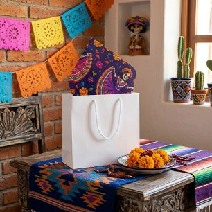Colorful El Día de los Muertos Floral Sugar Skull Tissue Paper