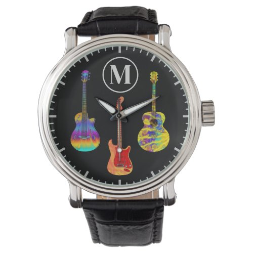 Colorful electric acoustic guitars personalized watch