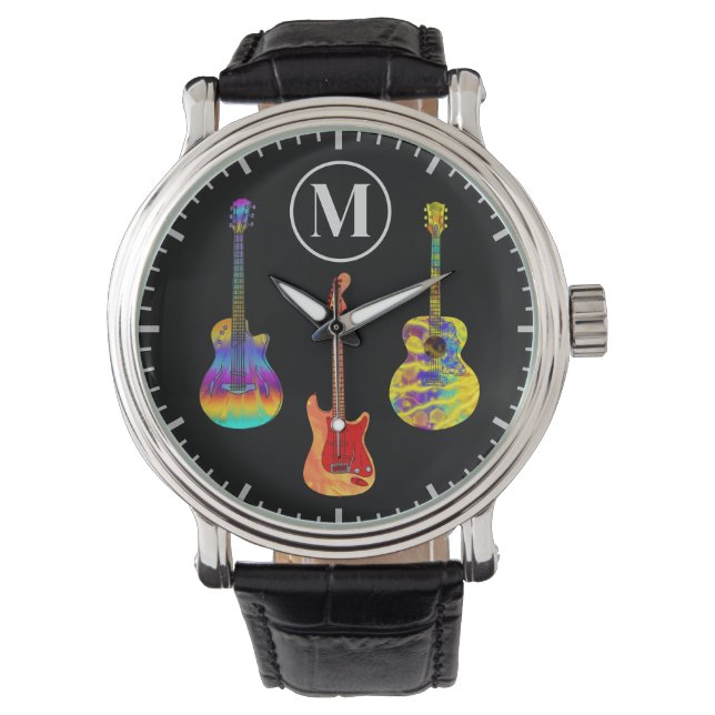Colorful electric acoustic guitars personalized watch (Front)