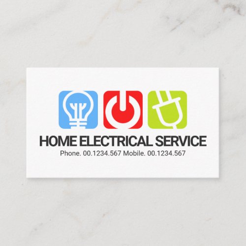 Colorful Electric Buttons Home Electrical Service Business Card
