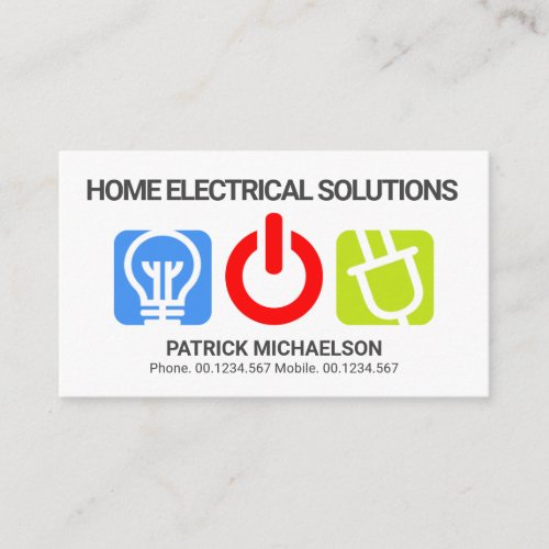 Colorful Electric Buttons Panel Electrical Repair Business Card