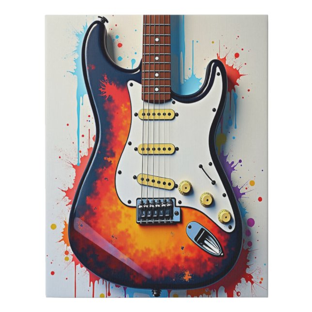 Colorful Electric Guitar Abstract Wall Art (Front)