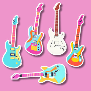 Colorful Electric Guitar Set Waterproof  Sticker