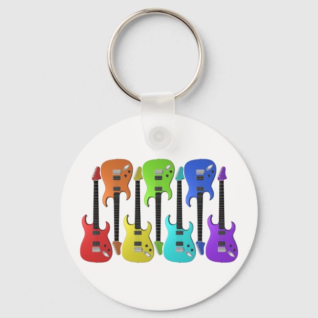 Colorful Electric Guitars Keychain (Front)