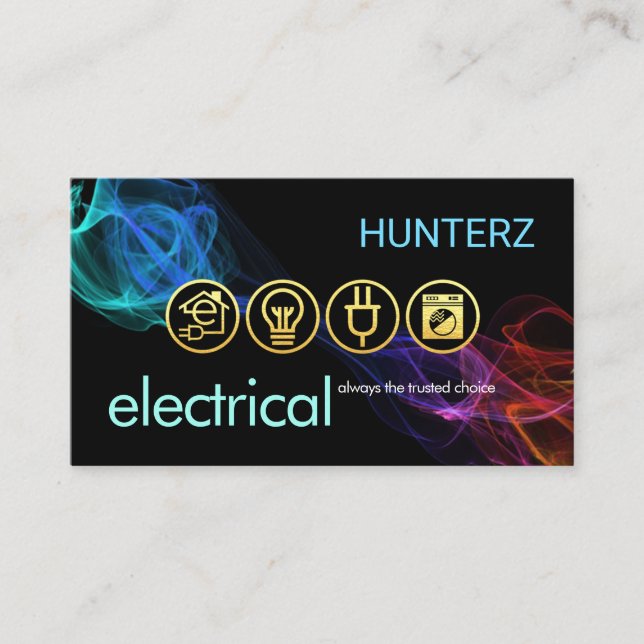 Colorful Electric Wave Lightning Business Card (Front)