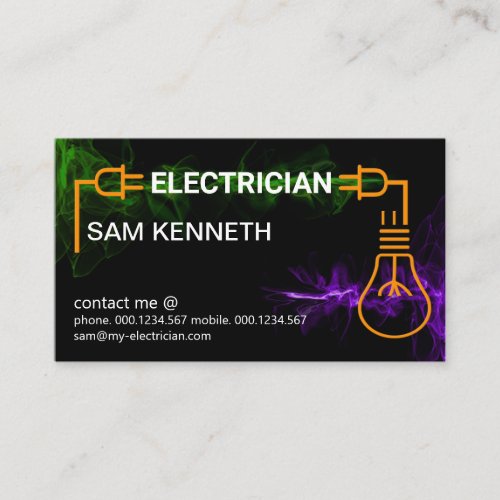 Colorful Electric Wave Power Plug Light Bulb Business Card