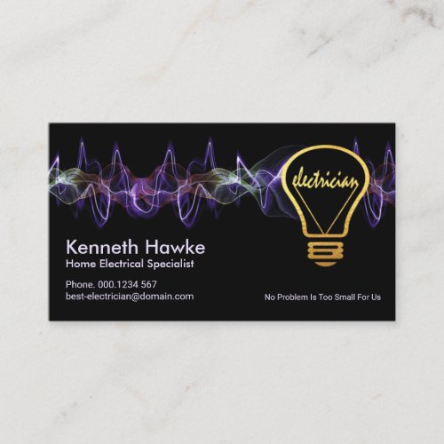 Colorful Electrical Charge Gold Electrician Bulb Business Card