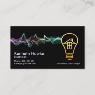 Colorful Electrical Charge Gold Home Bulb Business Card