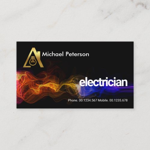 Colorful Electrical Lightning Strike Electrical Business Card