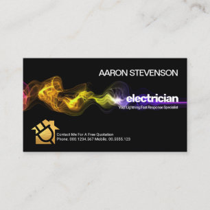 Colorful Electrical Lightning Strike Electrician Business Card