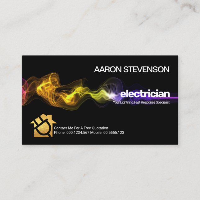 Colorful Electrical Lightning Strike Electrician Business Card (Front)