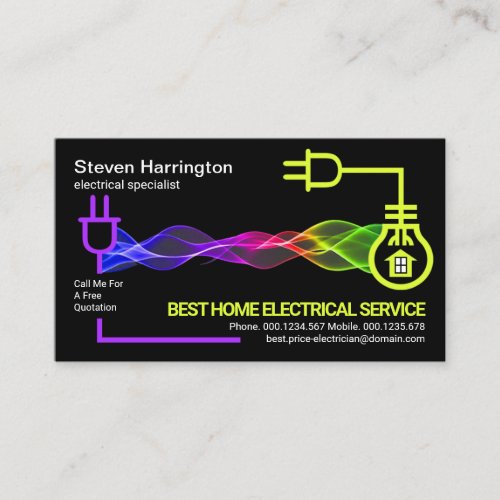 Colorful Electrical Wave Powering Electric Circuit Business Card