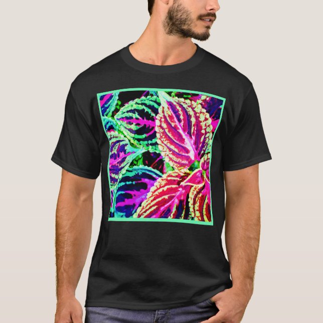 Colorful Elegance Leaves Pattern T-Shirt (Front)