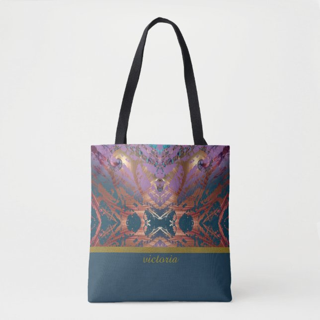 Colorful Elegance Monogram Tote Bag (Front)