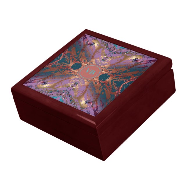 Colorful Elegance Monogrammed Keepsake Gift Box (Side)