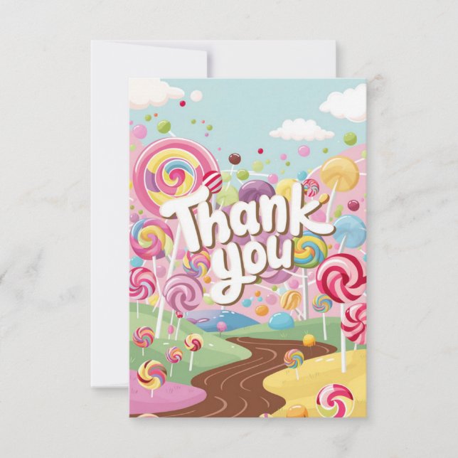 Colorful Elegant Candyland Thank You Card (Front)