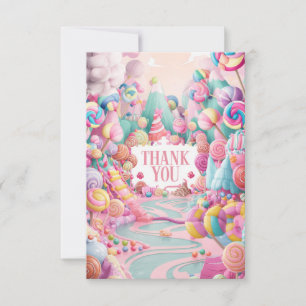 Colorful Elegant Candyland thank you card