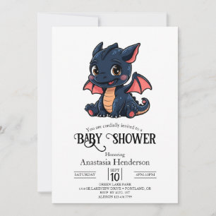 Colorful Elegant Digital Dragon Baby Shower Invitation