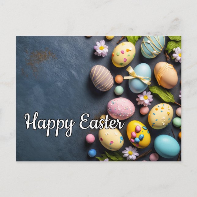 Colorful Elegant Festive Easter Collage Postcard (Front)