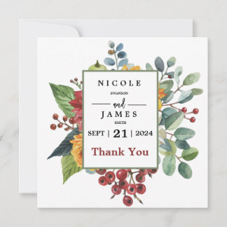 Colorful Elegant Floral  Thank You Card