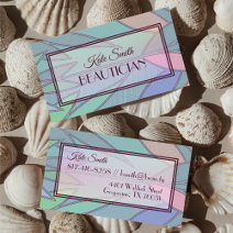 Colorful elegant leafy pattern for Beautician Business Card
