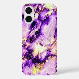 Colorful Elegant Marble Purple Pink and Gold iPhone 16 Case