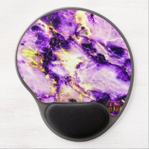 Colorful Elegant Marble Purple Pink and Gold Gel Mouse Pad