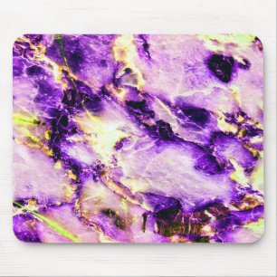Colorful Elegant Marble Purple Pink and Gold Mouse Pad