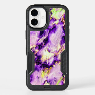 Colorful Elegant Marble Purple Pink and Gold iPhone 16 Plus Case