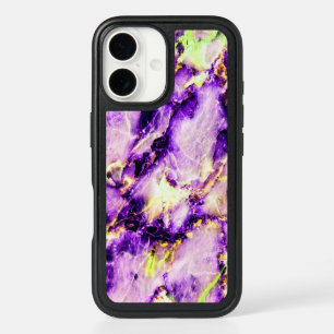 Colorful Elegant Marble Purple Pink and Gold iPhone 16 Case
