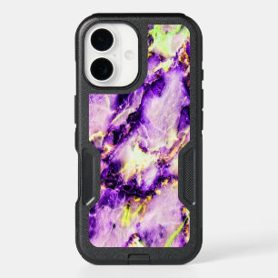 Colorful Elegant Marble Purple Pink and Gold iPhone 16 Case