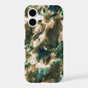 Colorful Elegant Marble Tan Brown and Aqua iPhone 17 Case