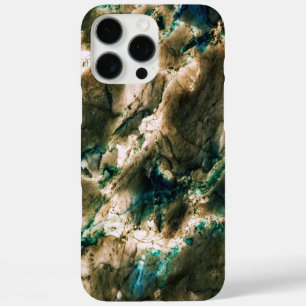 Colorful Elegant Marble Tan Brown and Aqua iPhone 16 Pro Max Case