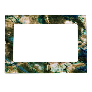 Colorful Elegant Marble Tan Brown and Aqua Magnetic Photo Frame