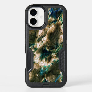 Colorful Elegant Marble Tan Brown and Aqua iPhone 16 Plus Case