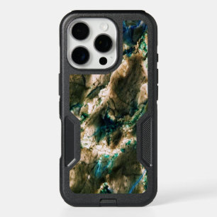 Colorful Elegant Marble Tan Brown and Aqua iPhone 16 Pro Case