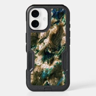 Colorful Elegant Marble Tan Brown and Aqua iPhone 16 Case