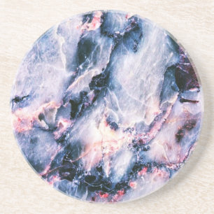 Colorful Elegant Marble White Blue and Pink Drink Coaster