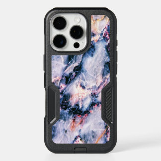 Colorful Elegant Marble White Blue and Pink iPhone 16 Pro Case