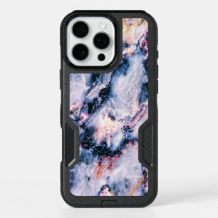 Colorful Elegant Marble White Blue and Pink iPhone 16 Pro Max Case