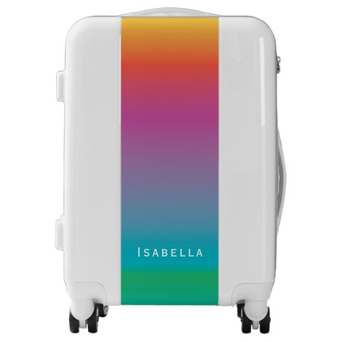 Colorful Elegant Rainbow Gradient Ombre Monogram Luggage