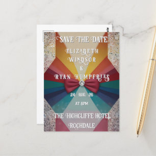 Colorful Elegant Rainbow Wedding Invitation  Postcard