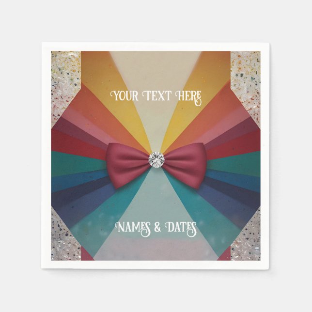 Colorful Elegant Rainbow Wedding Napkins (Front)