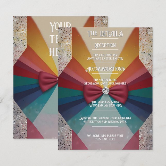 "Colorful Elegant Rainbow wedding RSVP Card (Front/Back)