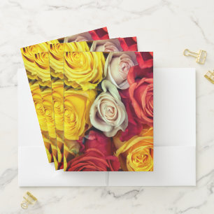 Colorful Elegant Roses Pocket Folder