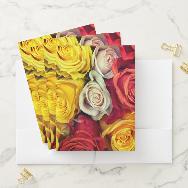 Colorful Elegant Roses Pocket Folder (In Situ)